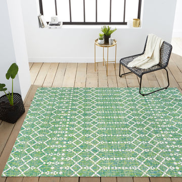 Ourika Moroccan Geometric Textured Weave Indoor/outdoor Rug